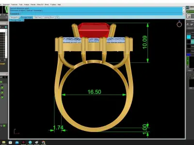 Luxury Emerald Cut Halo Ring for Women  3542 3D print model
