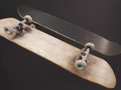 Skateboard Black Low-poly 3D model