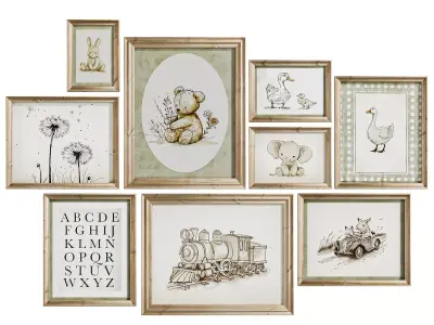 Vintage Gallery Wall for Kids Room 3D model