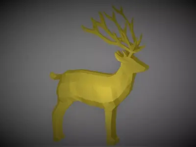 Deer Low-poly 3d Model golden Low-poly 3D model