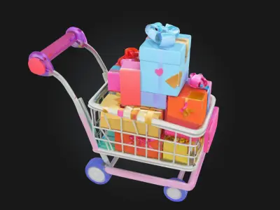 Gift Cart  Festive Wagon of Celebration and Cheer 3D model