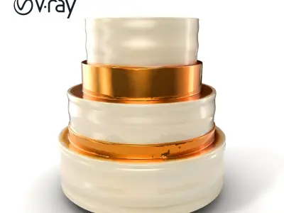 ThreeTier Gold Accent Cake Model Pack Low-poly 3D model
