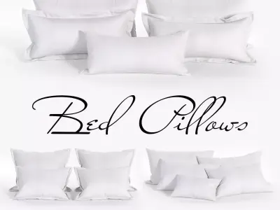 White Bed Pillows 02  3 sets  14 different Pillows 3D model 3D model
