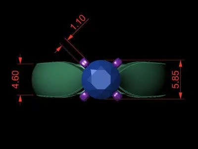 Round 0-75-CT Quarter Round Profile Shank Width 4mm 3D print model