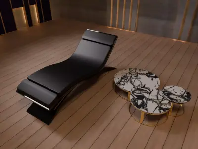 Italian Luxury Chaise Lounge and Coffee Table Low-poly 3D model