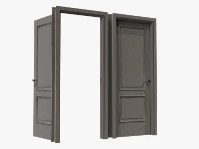 Door classic 05 closed opened 3D model