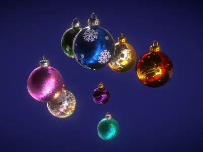 Christmas decoration balls Low-poly 3D model