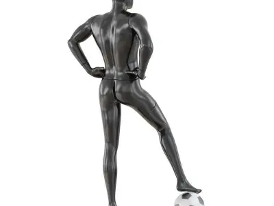 Black mannequin soccer player 34 3D model