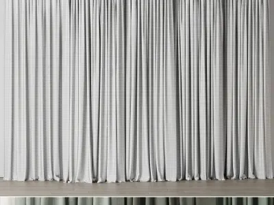 Green curtains collections 01 HBH Low-poly 3D model