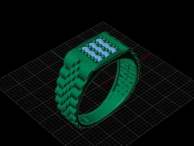 Print Ready STL 3DM  Gents Rings Diamond Men Ring  3D print model 66