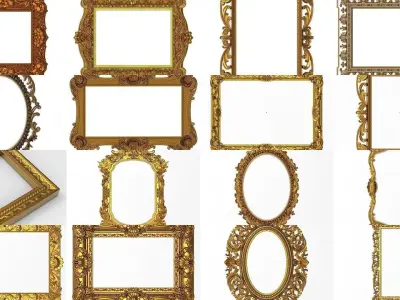 100 carved frames set 3D Model Collection