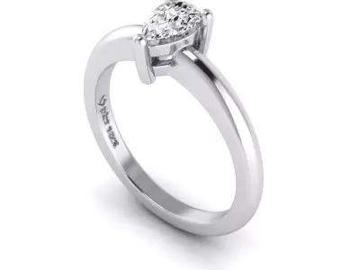 Solitaire pear shape diamond ring 3D print model