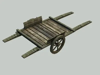 Wooden Cart Low-poly 3D model