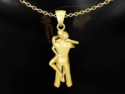 Long Kiss Gold Pendant Jewelry 3D print model