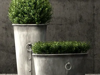 Restoration Hardware estate zinc ring round planters 3D model