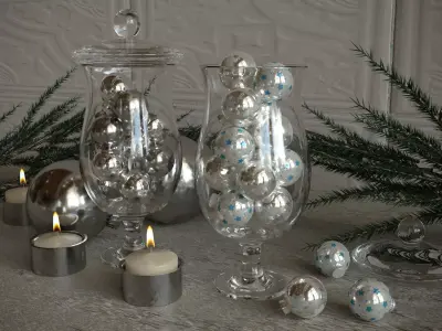 New Year set of decorations 3D model