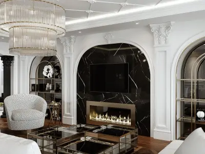 Luxury Classic Interior Villa 3ds Max Corona Renderer Scene 3D model