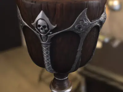 Skull Goblet Medieval  Low-poly 3D model