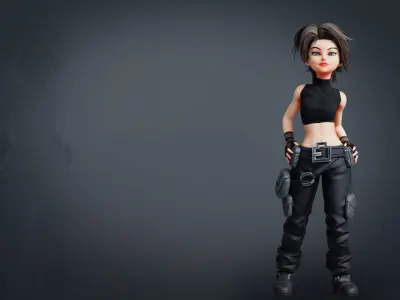 Fantasy Engineer 3D Female Character Model Low-poly 3D model