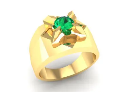 Geometric Gemstone Men Ring  378 3D print model