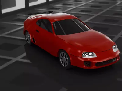 Low Poly Red Sports Car  Game Ready Vehicle Model Low-poly 3D model
