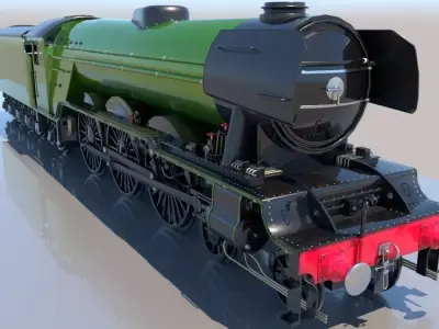 Flying Scotsman Steam Locomotive Low Poly 3D model