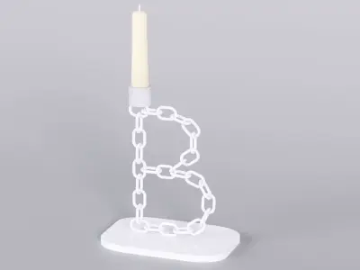 Alphabet A White Chain Candleholder 3D Model True 4K PBR Render Low-poly 3D model