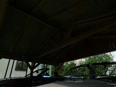 sheet metal wooden carport 5x6 m for render and game 3D model