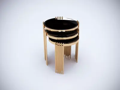 3D Brass and Glass Modern Coffee Tables 3D model