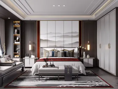  Chinese Bedroom interior 133 3D model