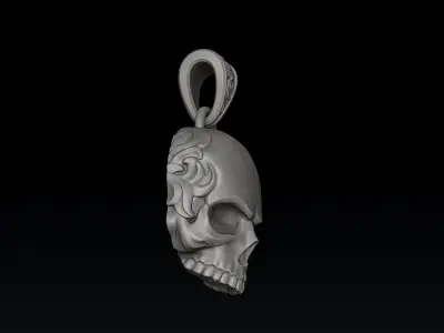 Ornamental Skull Pendant Ring Collection 3D print model