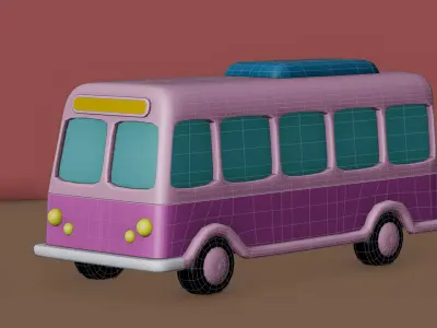 Stylized Low-Poly Bus 3D Model  Game Ready Low-poly 3D model