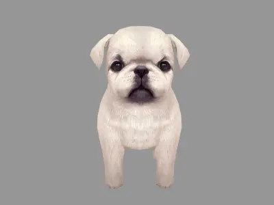 Cartoon pet puppy - White Paco - baby dog Low-poly 3D model