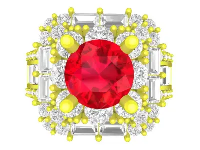 A7213 Korean Style Diamond Engagement Ring 3D Model 3D print model