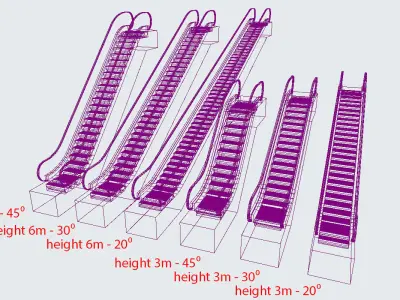 Escalator set of ladders 3D model