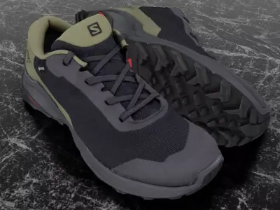 SALOMON 3D SHOES - XREVEAL - BLACK - GREEN Low-poly 3D model