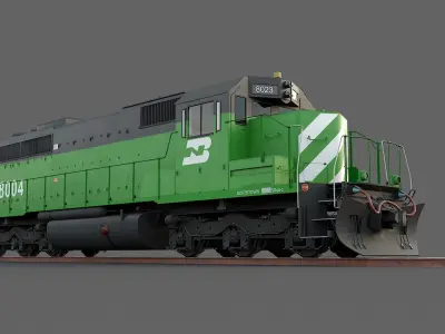 Locomotive EMD SD40-2 Burlington Northern Low-poly 3D model