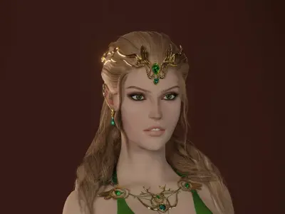 Beautiful elven wizard Low-poly 3D model