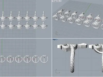 High jewelry Snake ring 2025 R44 16-20 sizes 3D print model 3D print model