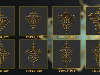 111 ornament sacred signs 3d Model alpha and brush Low-poly 3D model