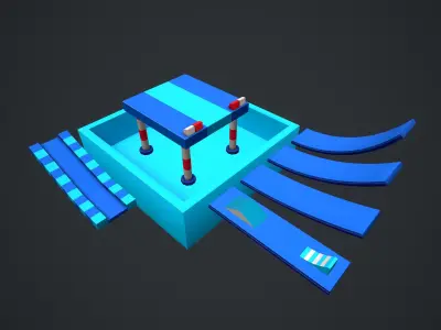 Trial Stunts Hurdles Pack  Low-poly 3D model