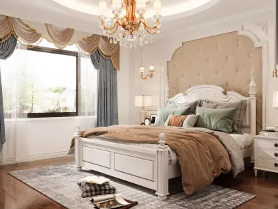 French Style Bedroom 3D Model  3D model