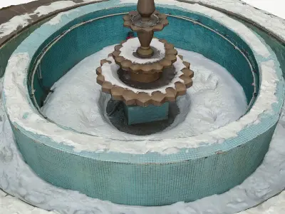 Fountain Scanned 3D PBR model Low-poly 3D model