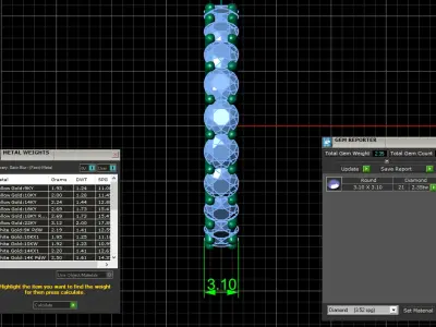 U Shaped Eternity Ring 3 point 1 mm stone size swiss 10 and EU50 3D print model