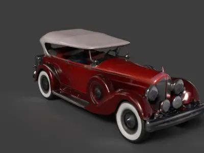 Red vintage car   Low-poly 3D model purchase