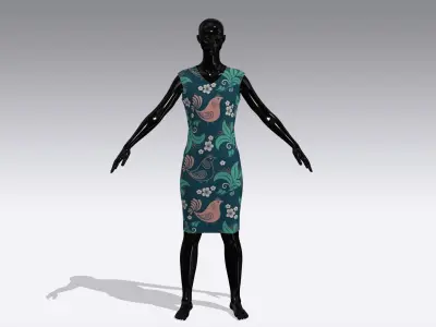 Female Cloth Dress Low-poly 3D model