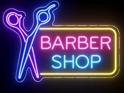 Barber Shop Neon Sign 3D model purchase