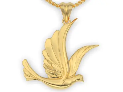 Dove Pendant Sculpture jewelry gold Necklace  3D print model