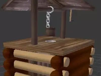 well log cabin with water fountain Free 3D model