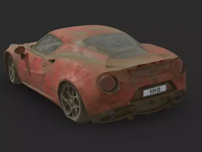 Abandoned Car - Alfa Romeo 4C Low-poly 3D model
